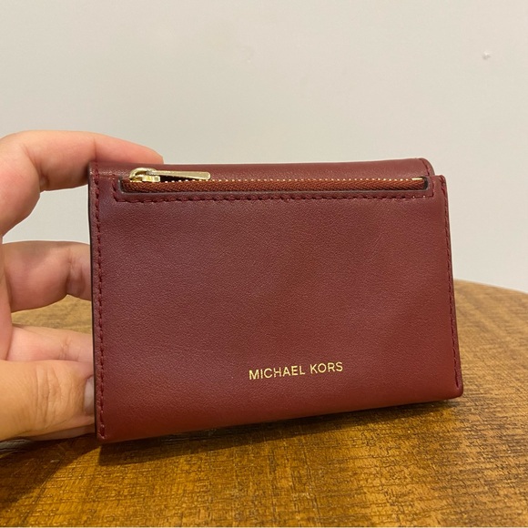 Michael Kors Wine Leather Card Holder - Picture 2 of 5